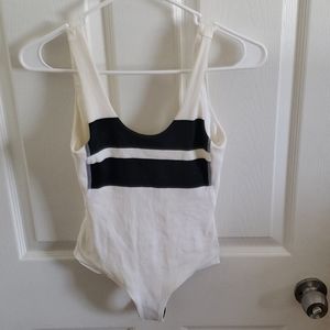 White One Piece w/ Black stripes